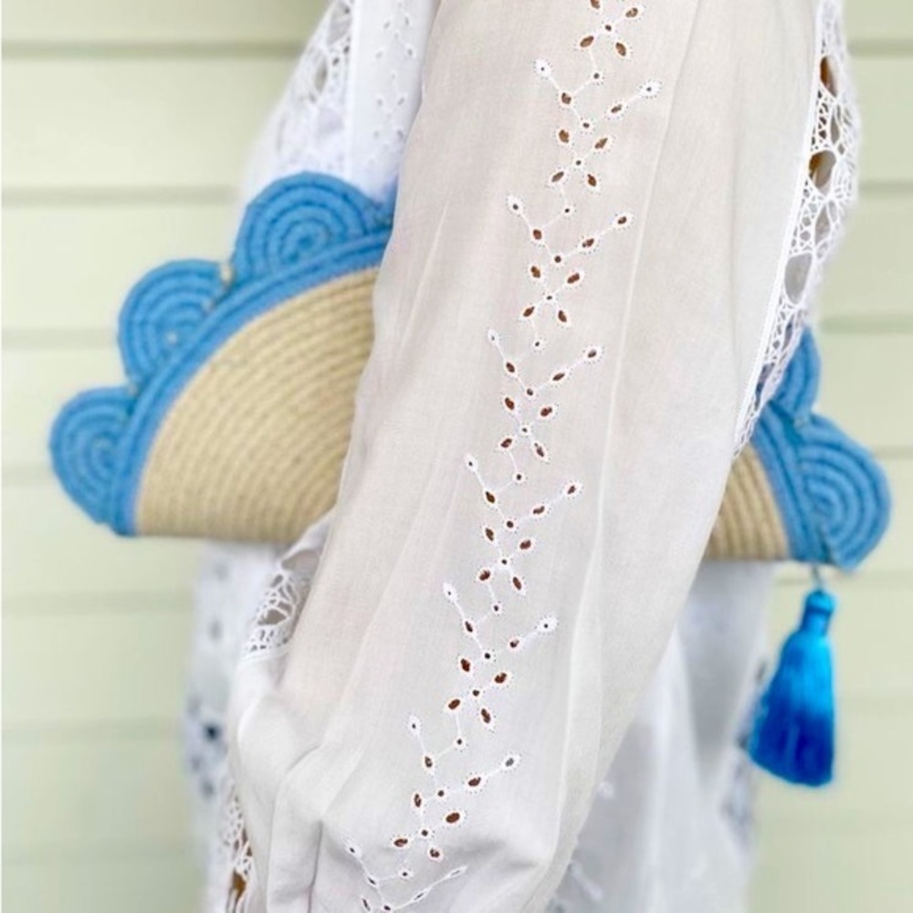 SEACOAST SCALLOP CLUTCH - LARGE COASTAL HANDBAG - HANDMADE SEASIDE PURSE - NWOT
